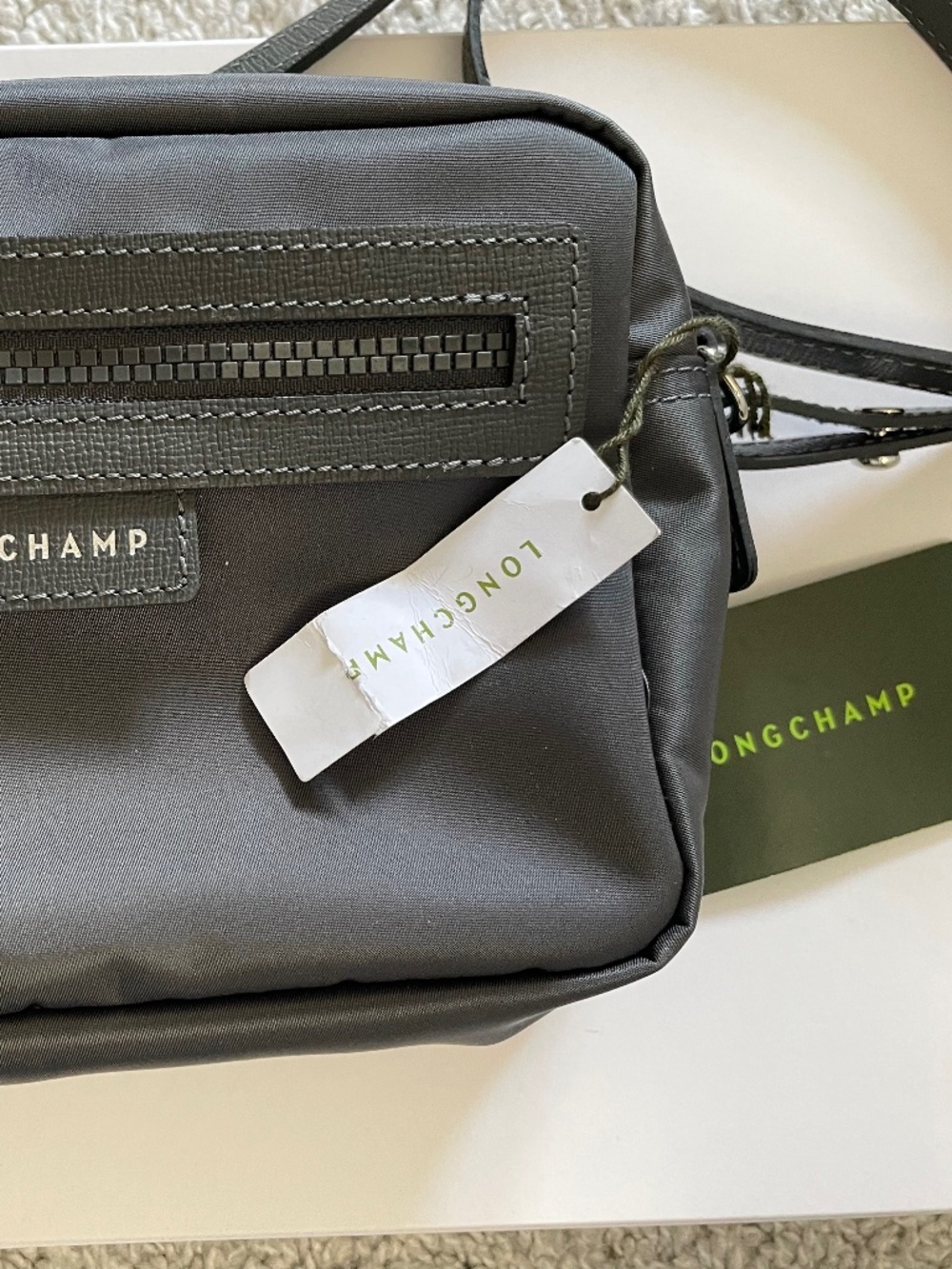 Longchamp Le Pliage Neo Small Dark Grey Nylon Crossbody Camera Bag NWT
